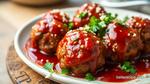 Baked Meatballs with Sweet BBQ Sauce