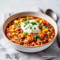 Crockpot Taco Rice Soup with Ground Beef for 8 Servings