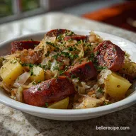 Recipe using Sauerkraut with Sausage and Potatoes | Oven Baked