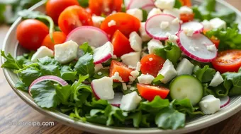 Mixing Balthazar Salad with Fresh Greens