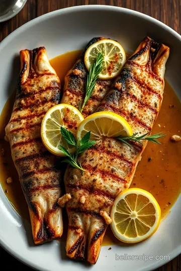 Grilled Branzino with Lemon and Herbs presentation