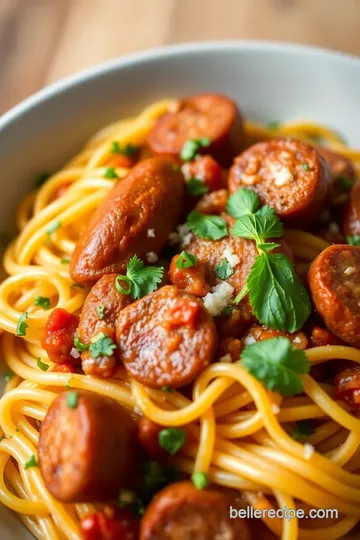 Spicy Roma Sausage Pasta presentation