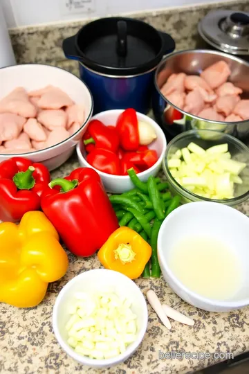 Sautéed Chicken and Bell Peppers with Garlic and Basil ingredients