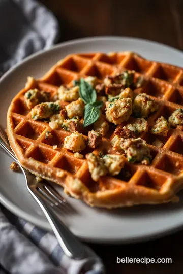 Savory Stuffing Waffles with Sage and Parmesan presentation