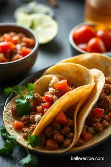 Spicy Chorizo Tacos with Fresh Salsa and Creamy Avocado presentation