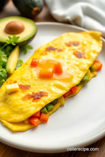 Zesty Bell Pepper and Avocado Omelet presentation