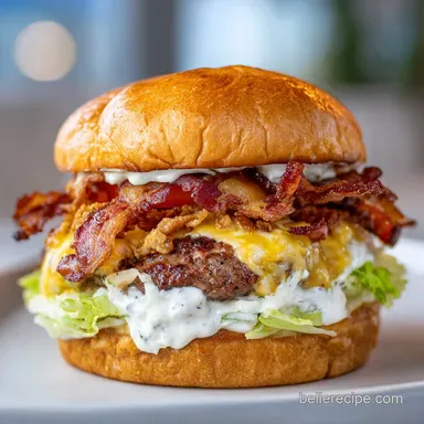 Crack Burger Recipe for 4 Servings with Bacon and Ranch Recipe Card