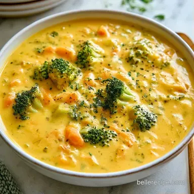 Broccoli Cheddar Soup for 6 Servings Recipe Card