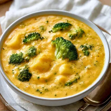 Broccoli Cheddar Chowder in 35 Minutes Recipe Card