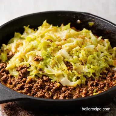 Easy Ground Beef Cabbage Skillet Recipe Cabbage Patch Comfort Recipe Card