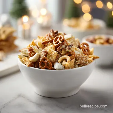 Christmas Chex Mix Recipe: Silky White Chocolate Snack for 12 Recipe Card