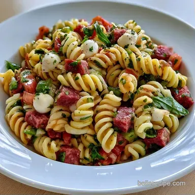 Cold Italian Pasta Salad for 10 Servings Recipe Card