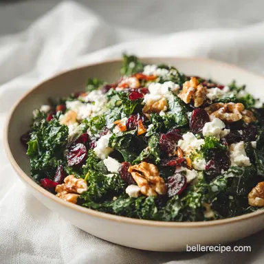 Kale Salad with Cranberry Walnut and Feta in 15 Minutes