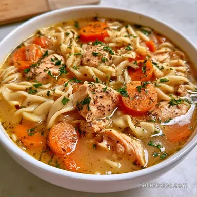Creamy Chicken Noodle Soup in 40 Minutes Recipe Card