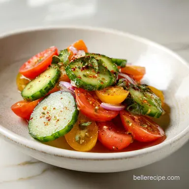 Creamy Cucumber and Tomato Salad with Tangy Dressing Recipe Card