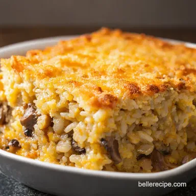 Dreamy Rice Mushroom Casserole Vegan Option Recipe Card