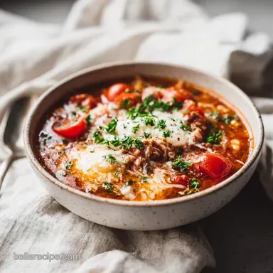 Crock Pot Lasagna Soup with Lean Beef for 8 Servings Recipe Card