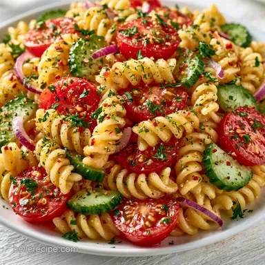 Cucumber Tomato Onion Pasta in 20 Minutes