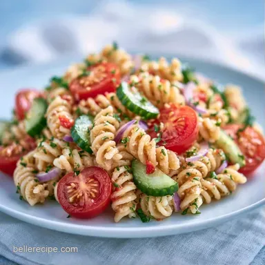 Easy Lunch Pasta Salad for 10 Servings Recipe Card