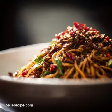 Fiery Dan Dan Noodles Recipe: Sichuan Street Food at Home! Recipe Card