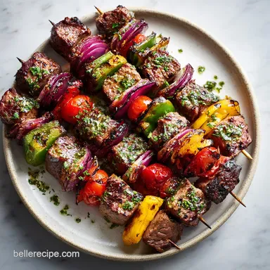 Kabobs on BBQ: Tender Steak in 32 Minutes Recipe Card
