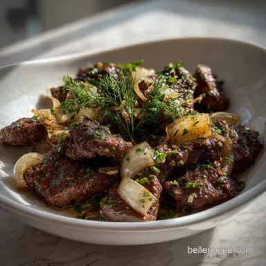 Ground Elk Recipe with Garlic and Onions Recipe Card