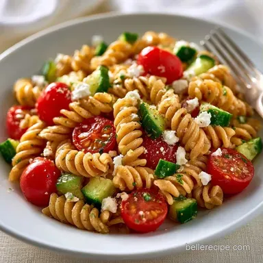 Healthy Garden Pasta Salad with Feta Recipe Card