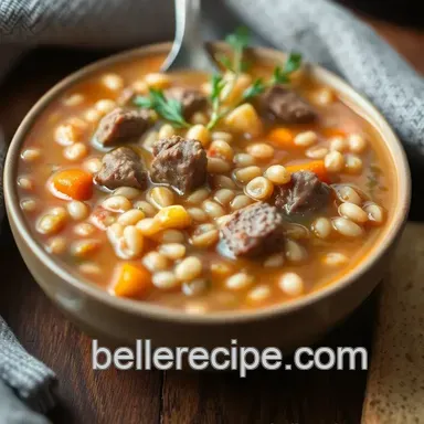 Hearty Beef and Barley Soup presentation