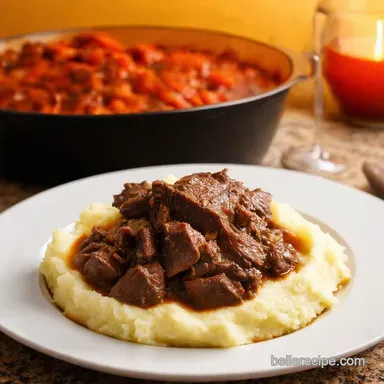 Hearty Pot Roast over Mashed Potatoes Grandmas Comfort Food Recipe Card