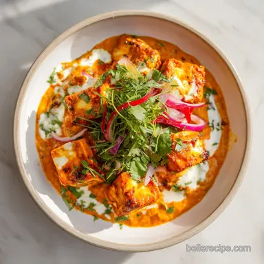 Paneer Tikka Masala Recipe for 4 Servings with Silky Gravy Recipe Card