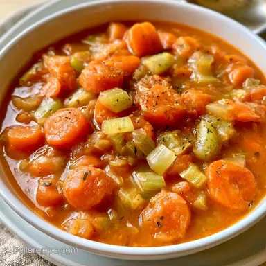 Homemade Vegetable Soup for 8 Servings Recipe Card