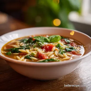 Italian Orzo Spinach Soup Recipe in 25 Minutes Recipe Card