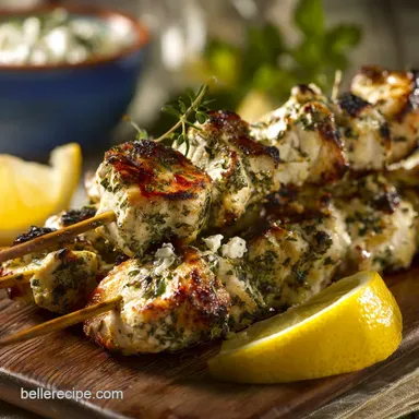 Authentic Greek Chicken Souvlaki Recipe Juicy LemonHerb Skewers Recipe Card