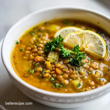 Lemony Lentil Soup in 45 Minutes Recipe Card
