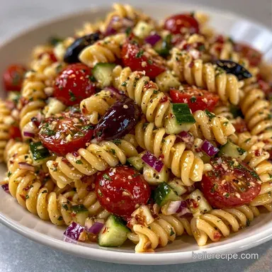 Mediterranean Cold Pasta Salad Meal Prep Recipe Card