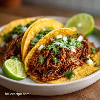 Mexican Shredded Beef Tacos: Slow-Cooked for 8 Servings Recipe Card