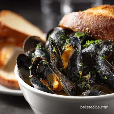My GoTo Steamed Mussels Recipe Classic Moules Marinière Broth Recipe Card