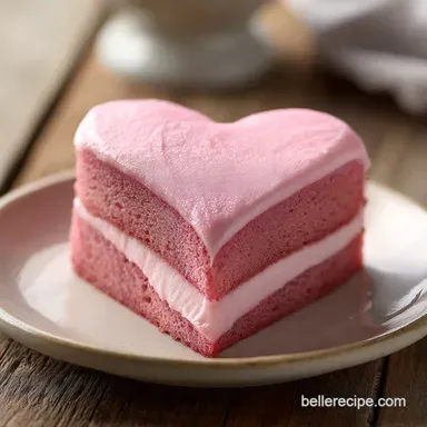 Pink Heart Cake with Vanilla Frosting for 13 Servings Recipe Card