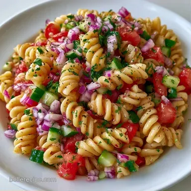 Red Onion Pasta Salad in 18 Minutes Recipe Card