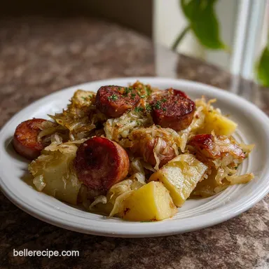 Recipe using Sauerkraut with Sausage and Potatoes | Oven Baked Recipe Card
