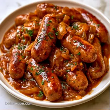 Slow Cooked Sausages and Gravy Recipe Card