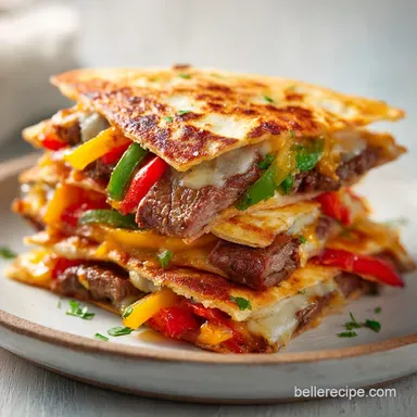 Steak Fajita Quesadillas in 25 Minutes Recipe Card