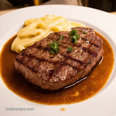 Steak with Alfredo Sauce Steakhouse Sizzle at Home Recipe Card