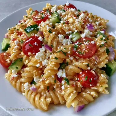 Tomato Cucumber Pasta Salad in 25 Minutes Recipe Card