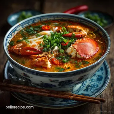 Bun Rieu: Classic Vietnamese Crab and Tomato Noodle Soup Recipe Card