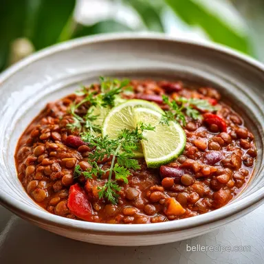 Vegan Crockpot Recipe with Lentil Chili - Ready in 4 Hours Recipe Card