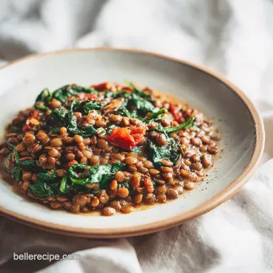 Vegetarian Crockpot Recipe with Lentils and Spinach for 6 Servings Recipe Card