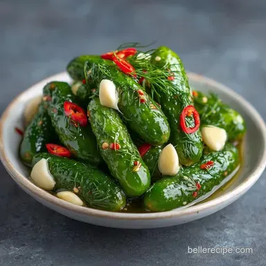 Zesty Garlic Spicy Pickles in 30 Min Recipe Card