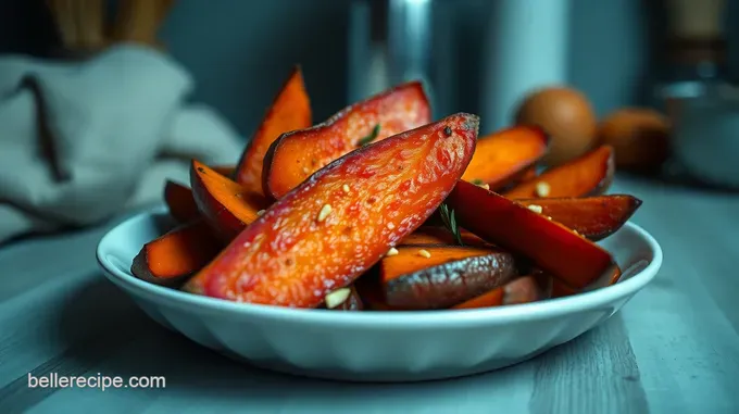 Crispy Roasted Red Sweet Potato Wedges with Thyme and Garlic