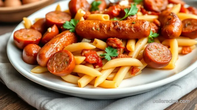 Hot Italian Roma Sausage Pasta with Roasted Bell Peppers and Spicy Tomato Sauce